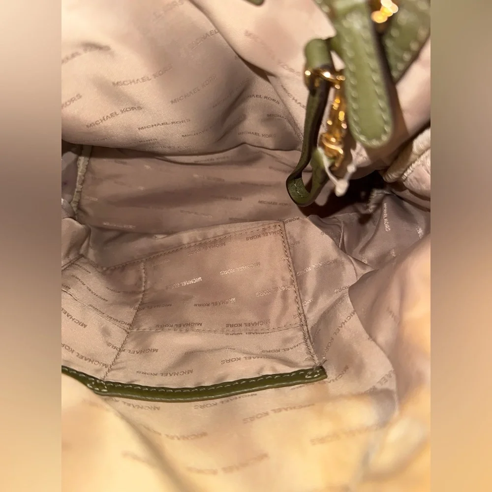 Michael Kors Olive Green Leather Backpack - Picture 8 of 16